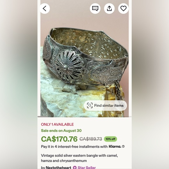 Vintage Hamsa Silver Camel Motif Bracelet - Picture 3 of 15